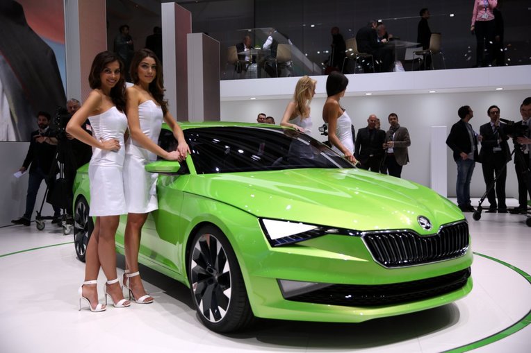 Models with Skoda at Geneva motor show