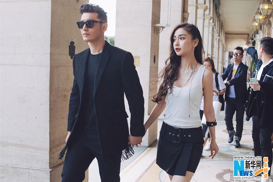 Huang Xiaoming and Angelababy spotted in Paris