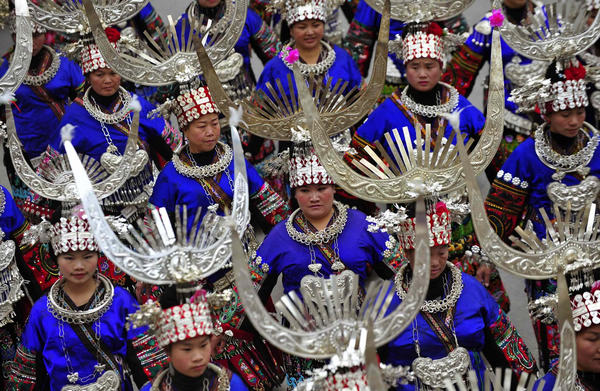 Miao people celebrate traditional festival 