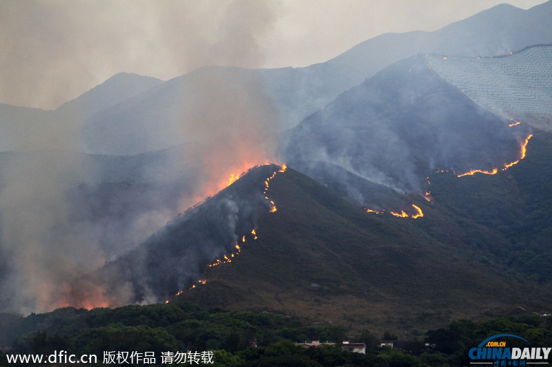 Forest fire rages in Hong Kong