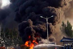 Crude oil spill causes NE China blaze