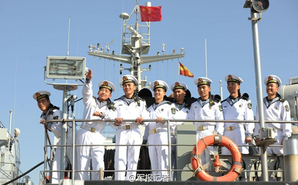 Chinese navy soldiers put on new uniform