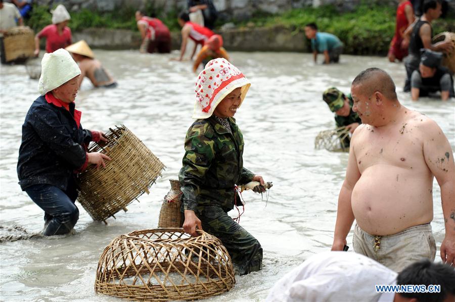 Fish-catching contest held in SW China