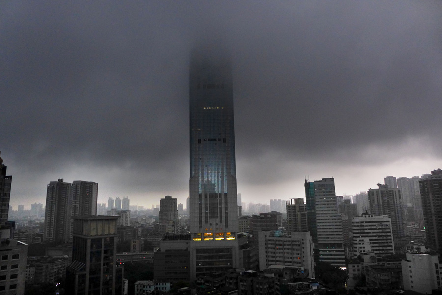 Heavy rains flood streets in Guangzhou