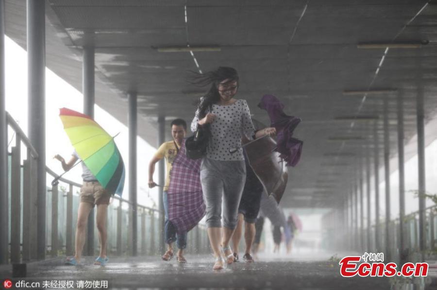 Sports venue turns makeshift shelters as Typhoon Nida lashes Shenzhen