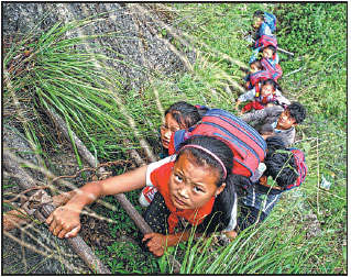 Children get safer way to traverse 800m cliff