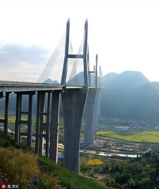 World's first multiple-span cable-stayed bridge to open in Hunan