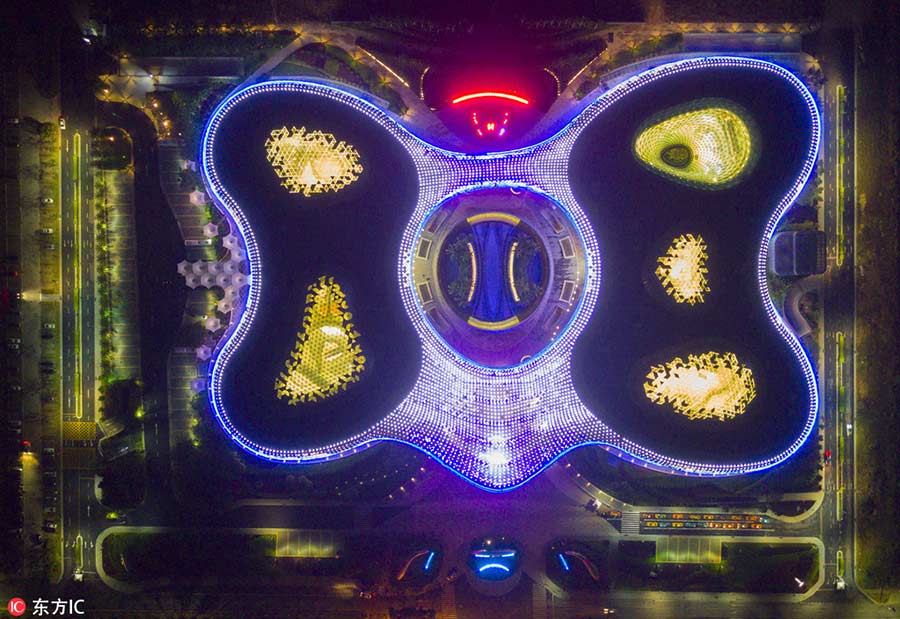 An aerial view of China's night life