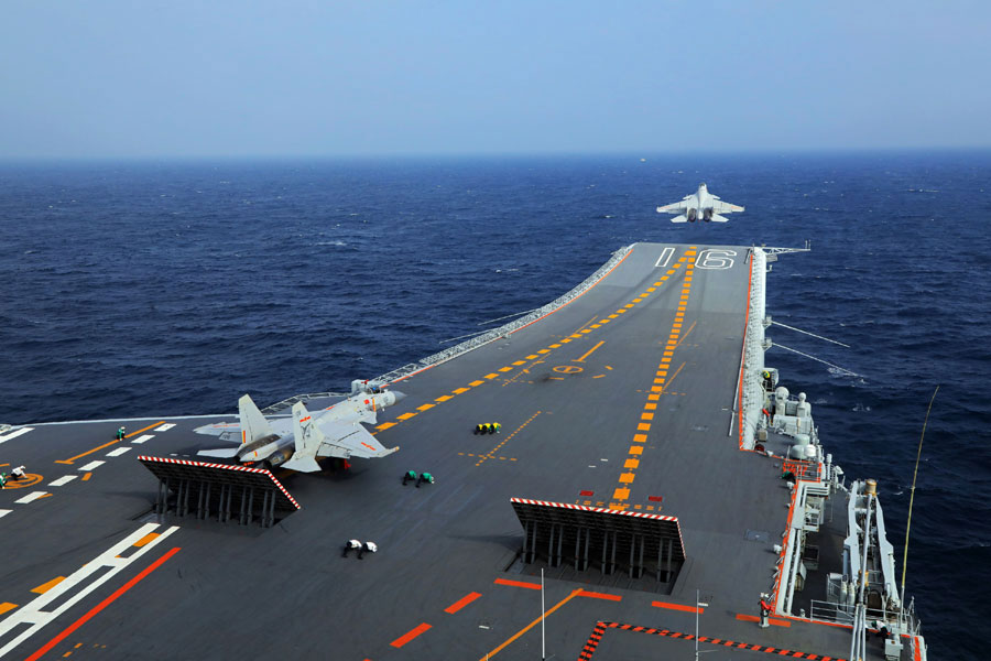 China's aircraft carrier returns to port after drill