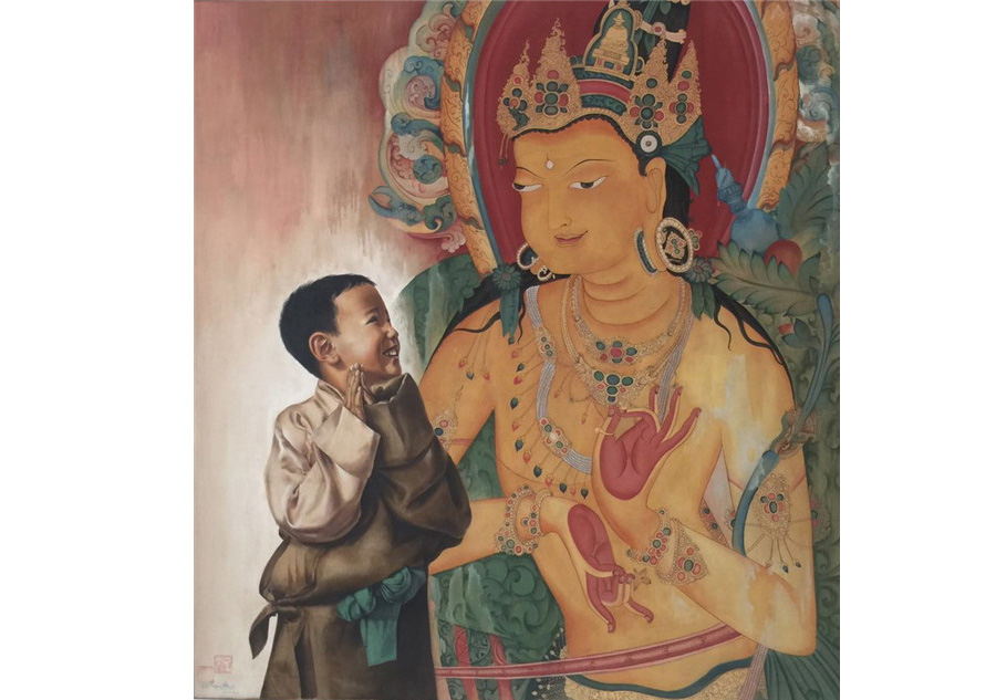 Contemporary Tibetan-styled oil painting exhibition held in Lhasa