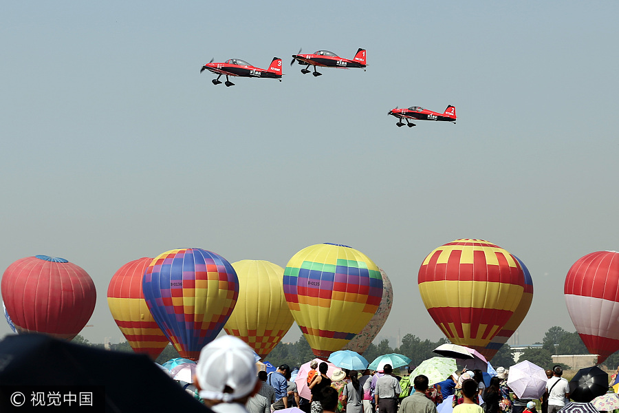 Aerobatics aircraft perform at air show in Henan