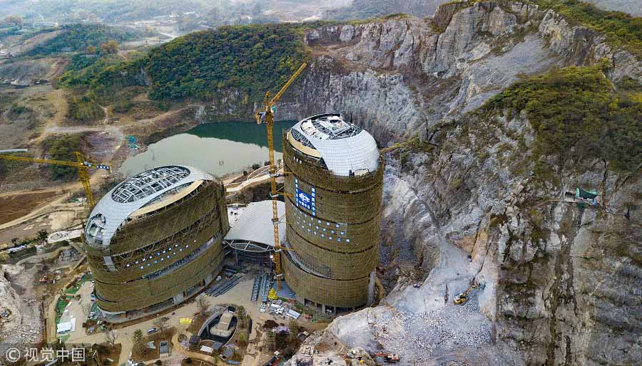 An 'alien base' hotel being built in Nanjing