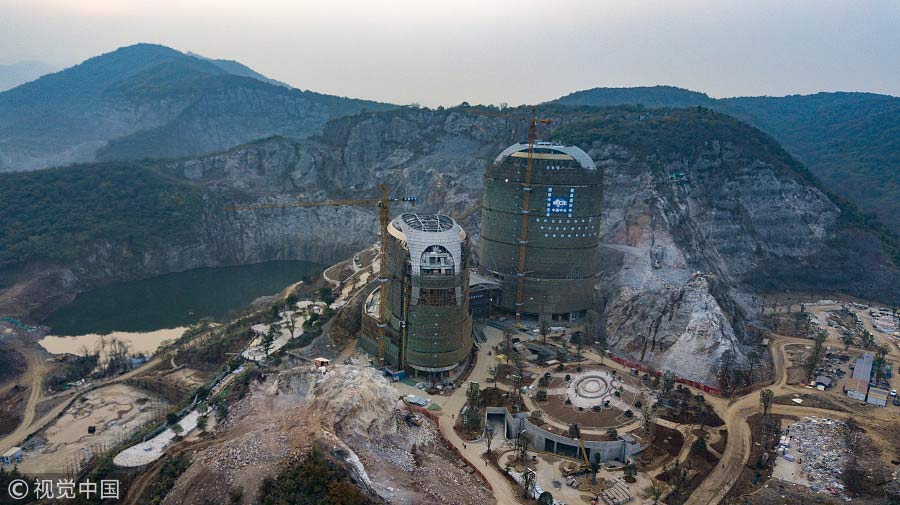 An 'alien base' hotel being built in Nanjing