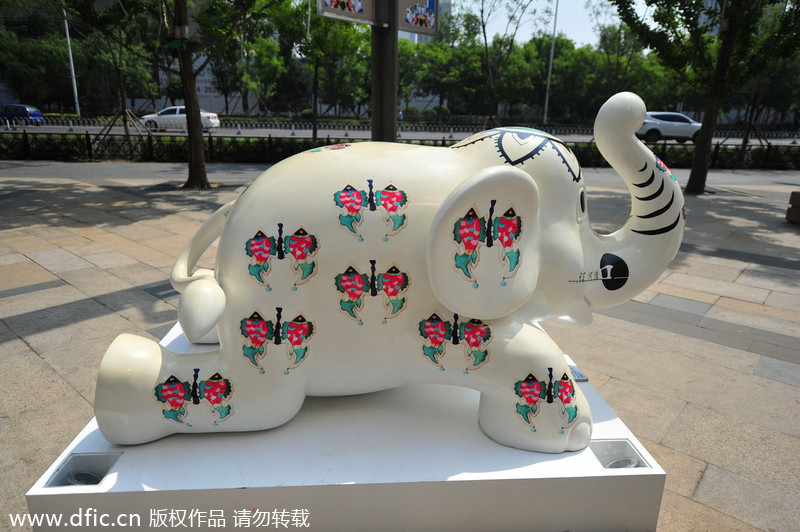 Elephant statues line Shenyang street