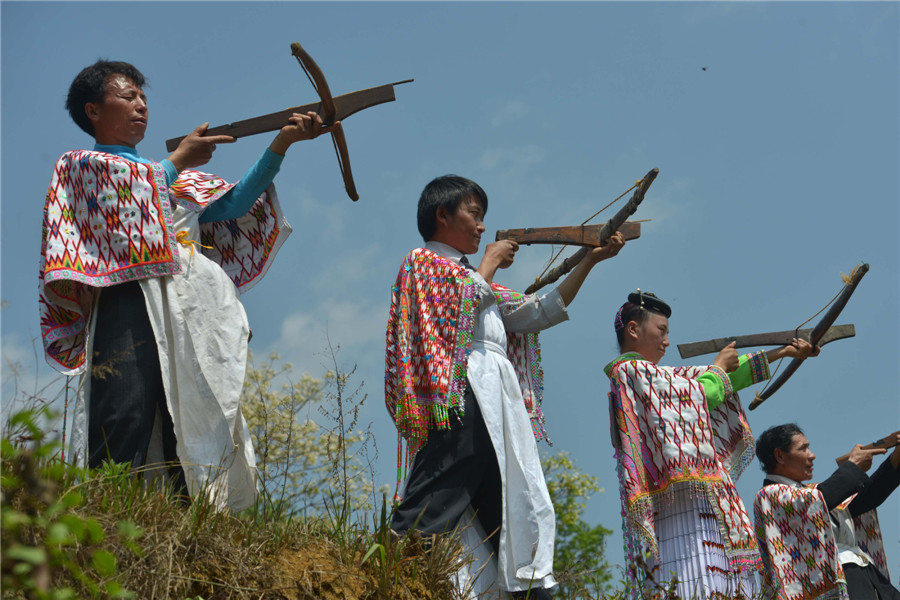 Ethnic Miao people celebrate Festival of King Bamboo in Guizhou