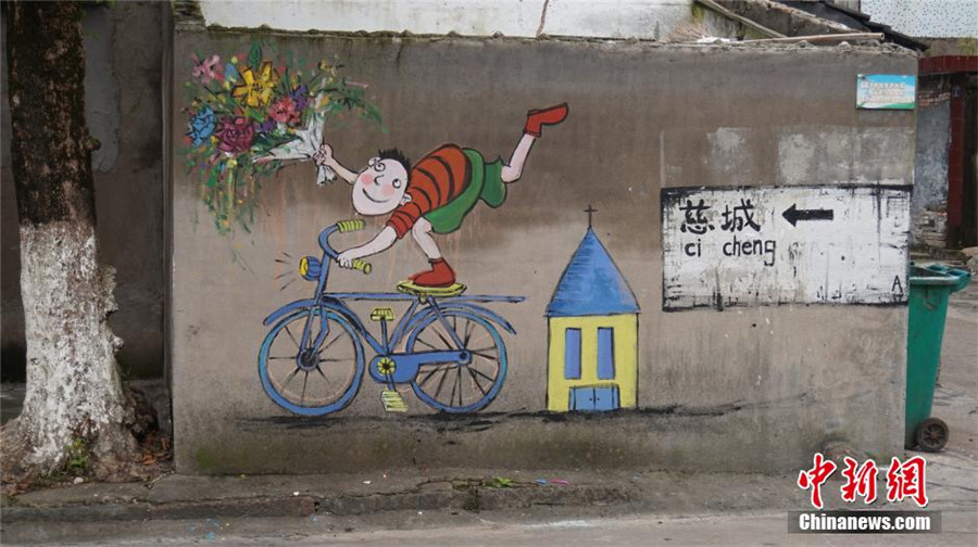 Graffiti brighten up ancient town