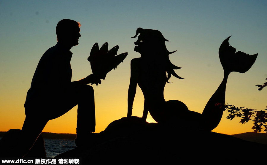 Captivating background captures man and his cardboard friends