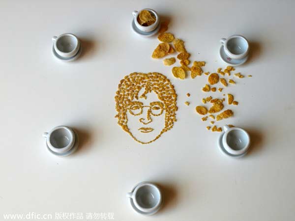 Creative corn flake portraits