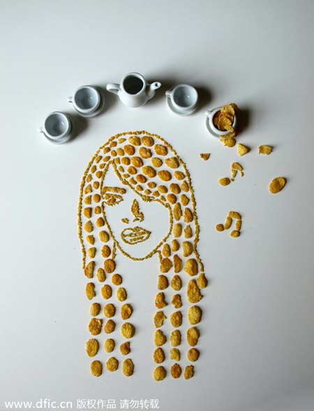 Creative corn flake portraits