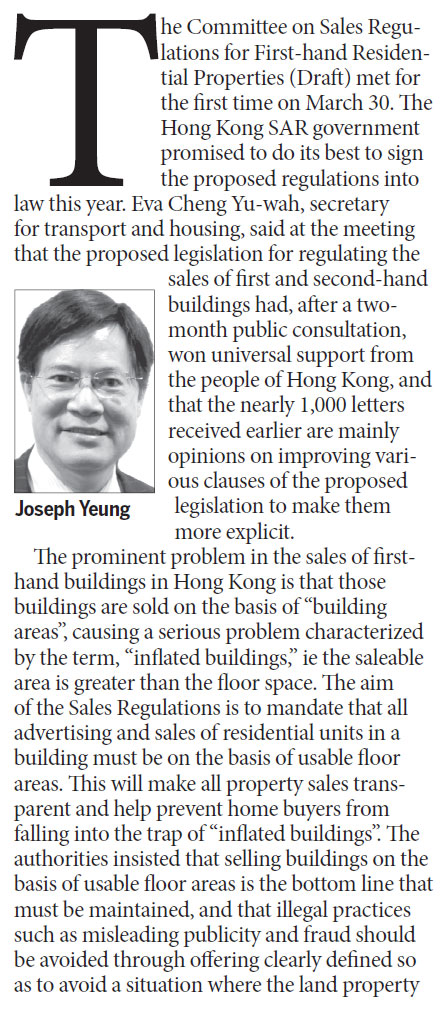 Residential prices should be based on usable floor area