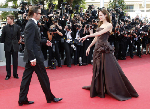 Pitt and Jolie at screening of film 'The Tree of Life' at 64th Cannes Film Festival