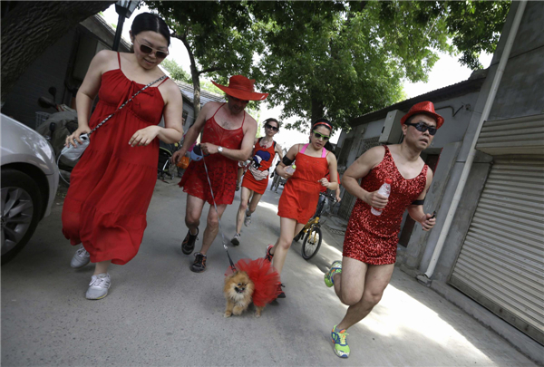 Red Dress Run in Beijing for fun