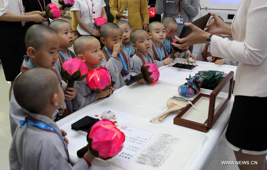 Cute South Korean child monks