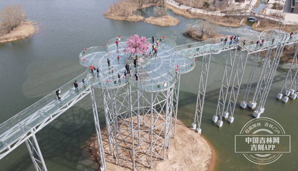 Glass bridge wows visitors to Jilin scenic area