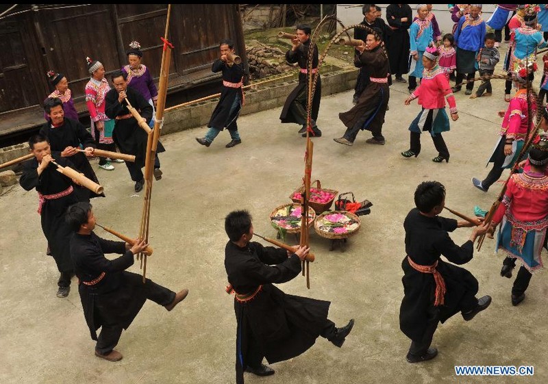 People of Miao ethnic group perform local wedding ceremony in SW China