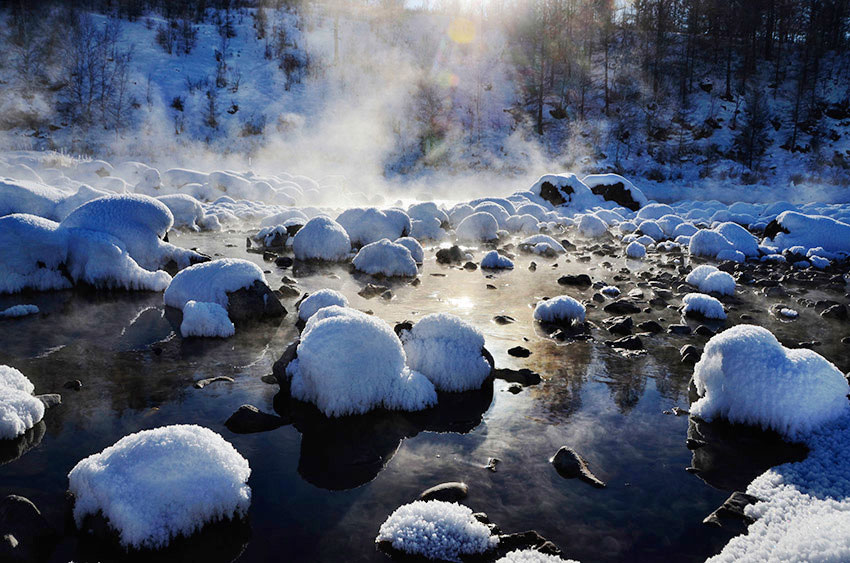 Ice-free stream flows across Arxan