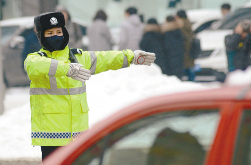 Spring snow blankets Shenyang