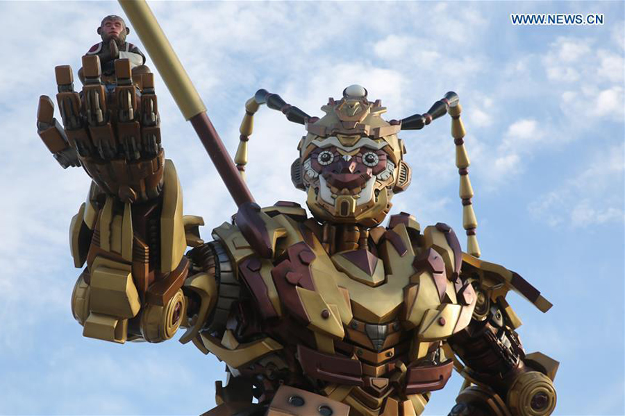 Monkey King-shaped transformer displayed in E China