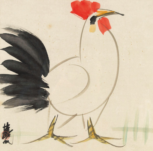 Lovely roosters depicted by Chinese painters