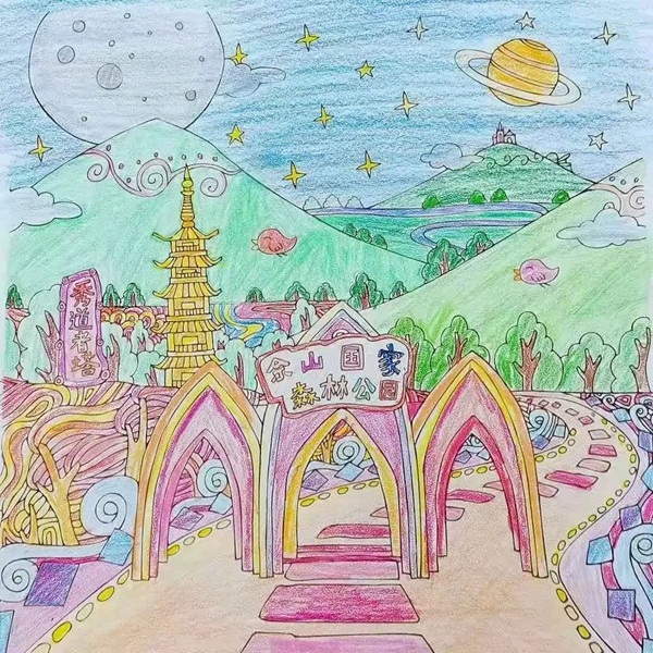 Sheshan scenic spots in children's drawings