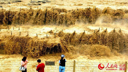 The Yellow River's Hukou Waterfall in summer flood season