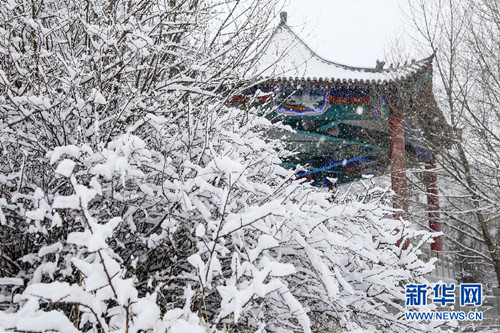 Spring snow falls on Luya Mountain