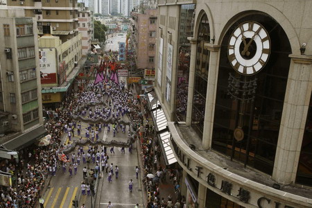 People celebrate Tin Hau festival in Hong Kong