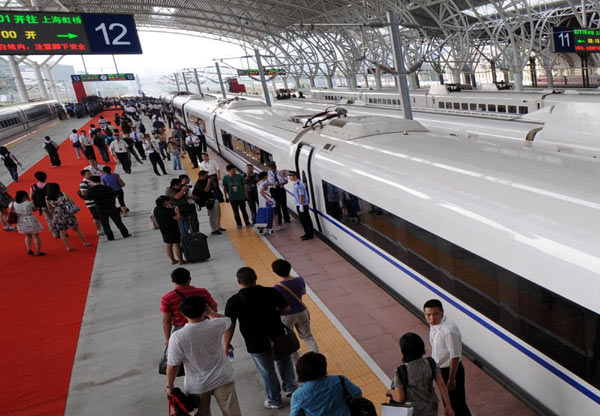 High speed rail links Shanghai and East China city