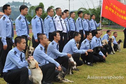 20 sniffer dogs leave for Guangzhou Asian Games