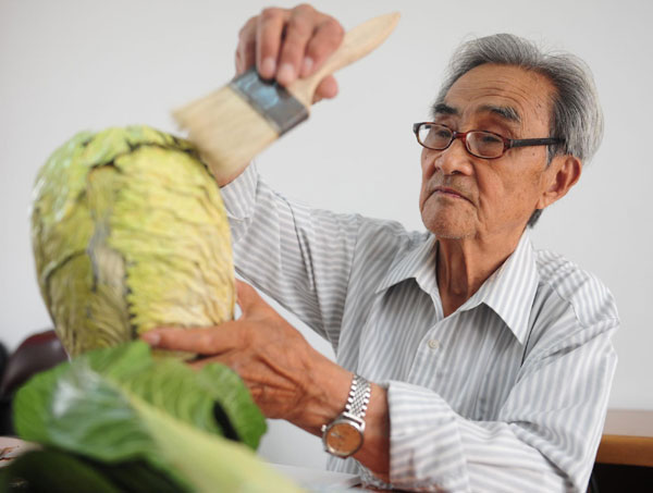 Man turns bronze into fresh vegetables