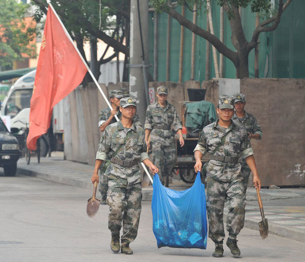 Cleaning the streets for PLA's 84th birthday