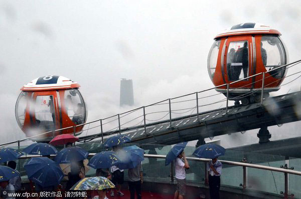 Spinning high above the city in S China