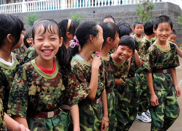 Pupils in military training