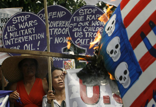 Women group protests against Philippine-US drill