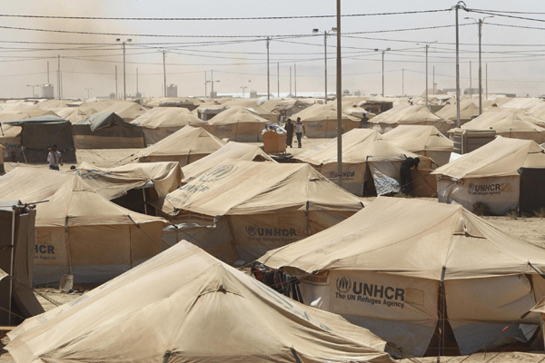 Syrian refugees at Al Zaatri camp in Jordan