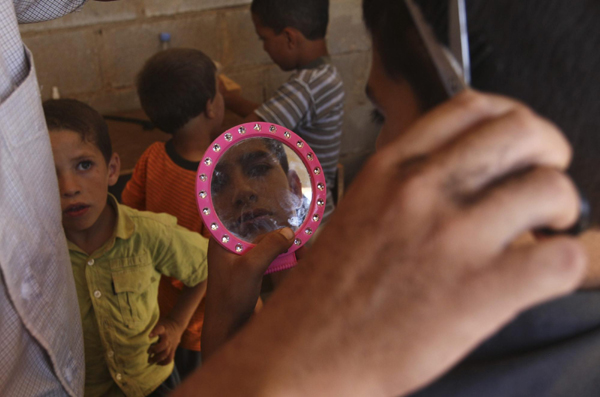 Syrian refugees at Al Zaatri camp in Jordan