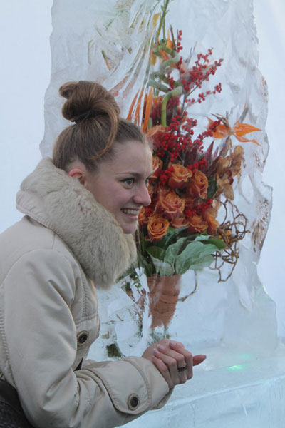 Ice flowers decorate the New Year