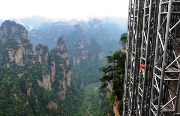 French 'spiderman' scales highest outdoor elevator