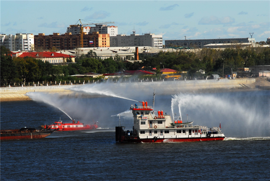 China, Russia launch drill on border river