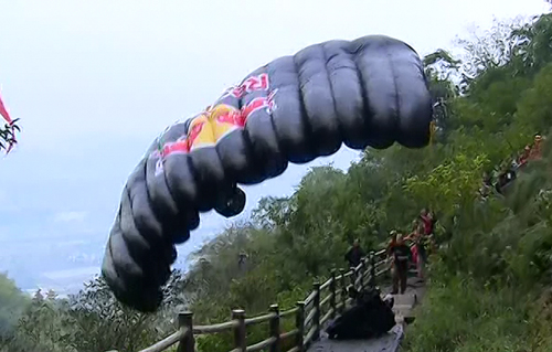 American batman soars through Chinese mountain